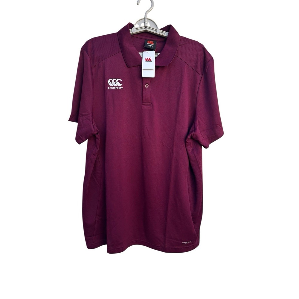 Canterbury of New Zealand CCC Men XL Maroon Club Dry Polo Rugby Shirt Vapodri